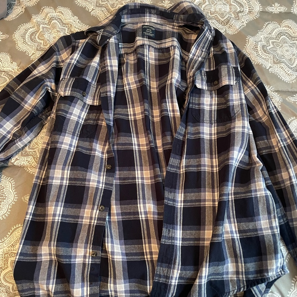 Mens small, blue plaid button down